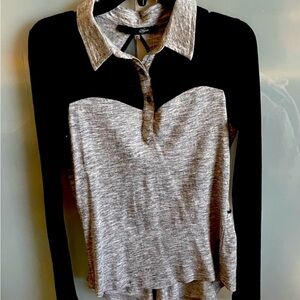 SUGARLIPS sizeM trendy black /grey women’s blouse . Back open detail. Never used